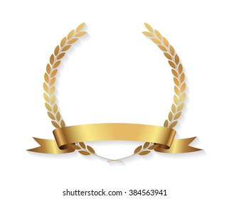 Golden award laurel wreath.Laurel wreath with ribbon.Vector illustration.