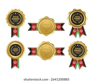 Golden award medal with Afghanistan flag ribbons for winners