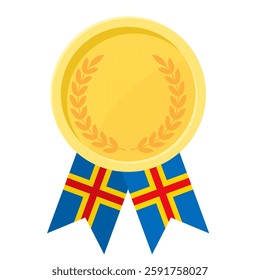 Golden award medal with Aland flag ribbons for winners