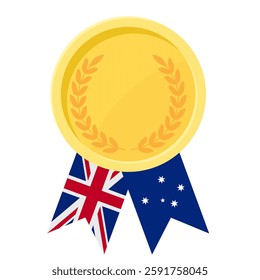Golden award medal with Australia flag ribbons for winners