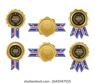 Golden award medal with baker flag ribbons for winners