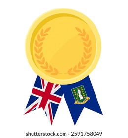 Golden award medal with British Virgin Islands flag ribbons for winners