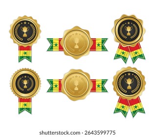 Golden award medal with Cameroon flag ribbons for winners