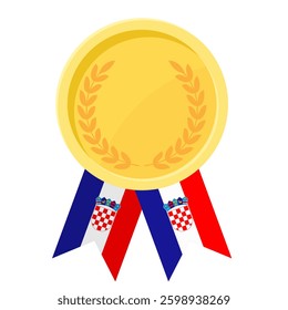 Golden award medal with Croatia flag ribbons for winners