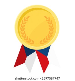 Golden award medal with Czechia flag ribbons for winners
