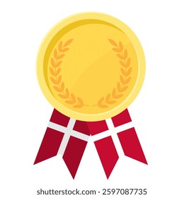 Golden award medal with Denmark flag ribbons for winners
