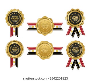 Golden award medal with egypt flag ribbons for winners