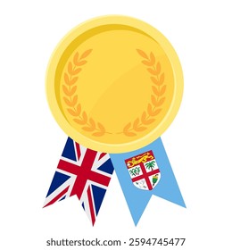 Golden award medal with Fiji flag ribbons for winners
