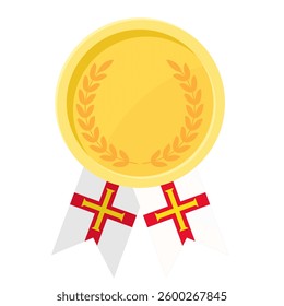 Golden award medal with Guernsey flag ribbons for winners