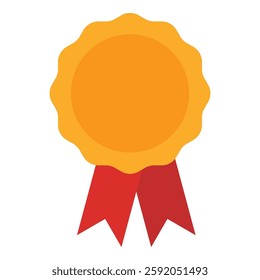 Golden award medal icon on white background