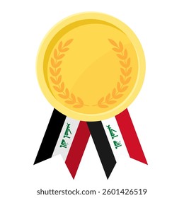 Golden award medal with Iraq flag ribbons for winners