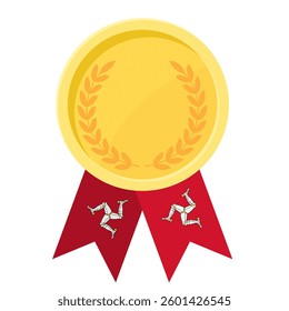 Golden award medal with Isle of Man
flag ribbons for winners