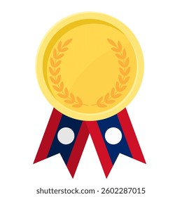 Golden award medal with Laos flag ribbons for winners