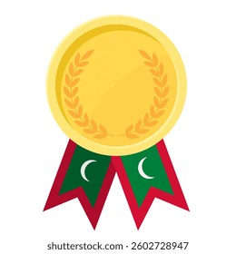 Golden award medal with Maldives flag ribbons for winners