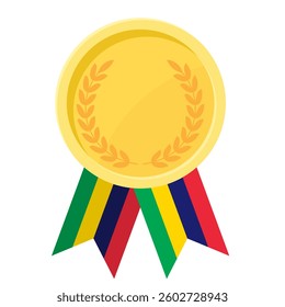 Golden award medal with Mauritius flag ribbons for winners