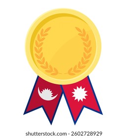 Golden award medal with Nepal flag ribbons for winners