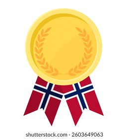 Golden award medal with Norway flag ribbons for winners
