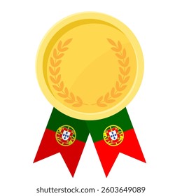 Golden award medal with Portugal flag ribbons for winners