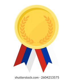 Golden award medal with Russia flag ribbons for winners