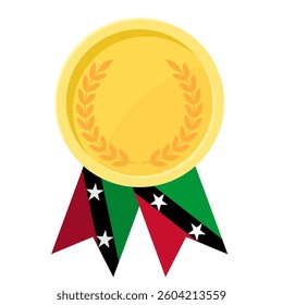 Golden award medal with Saint Kitts and Nevis flag ribbons for winners