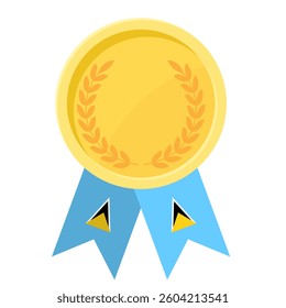 Golden award medal with Saint Lucia flag ribbons for winners