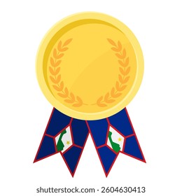 Golden award medal with Sint Eustatius flag ribbons for winners