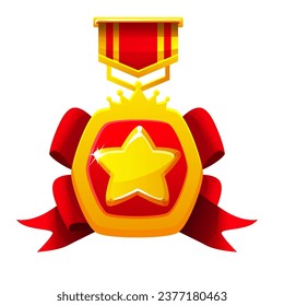 Golden award medal with a star for a 2D game.