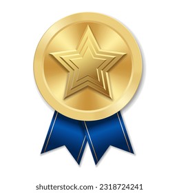 Golden award medal with star Illustration from geometric shapes