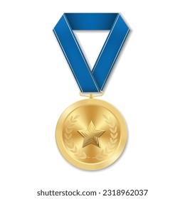 Golden award medal with star Illustration from geometric shapes