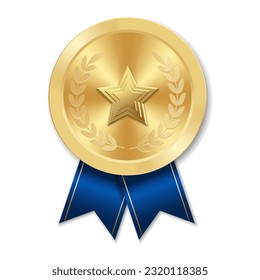 Golden award medal with star Illustration from geometric shapes