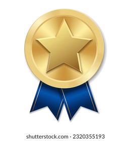 Golden award medal with star Illustration from geometric shapes