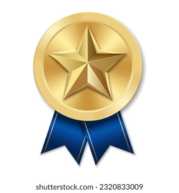 Golden award medal with star Illustration from geometric shapes