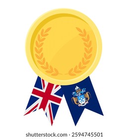 Golden award medal with Tristan da Cunha flag ribbons for winners