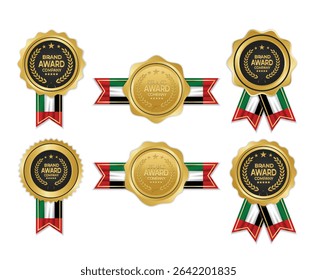 Golden award medal with UEA flag ribbons for winners