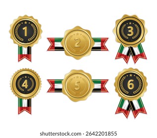 Golden award medal with UEA flag ribbons for winners