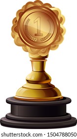 Golden Award Medal vector element.