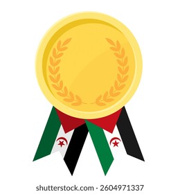 Golden award medal with Western Sahara flag ribbons for winners
