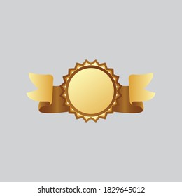 golden award of quality template with ribbons, vector illustration