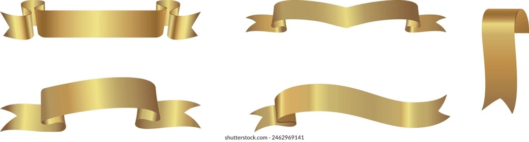 Golden award ribbon  banners for text. Blank Gold award Ribbon  Collection Pack Template. Collection of Different Empty Gold Ribbon and Label Design. Vector of various shapes