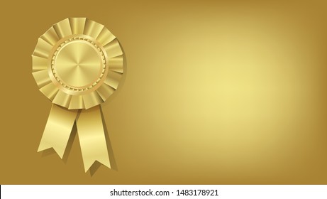 The golden award seal ribbons isolated on the gold color background. ( vector )