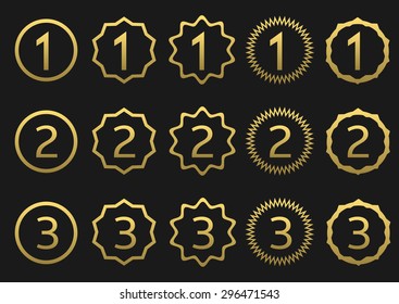 Golden award set. First, second and third icons
