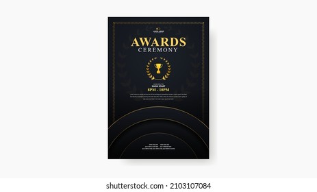 Golden Award Sign With Modern Glowing Background, Award Ceremony Flyer Poster Design