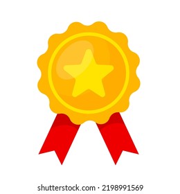 golden award star badge for winners in sports events flat style vector illustration