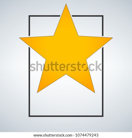 Golden award star template with frame. Vector illustration isolated on modern background.