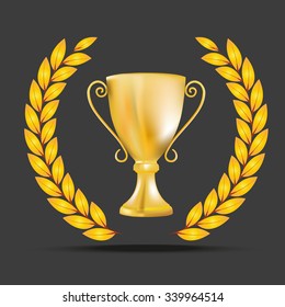 Golden award trophy. Vector illustration