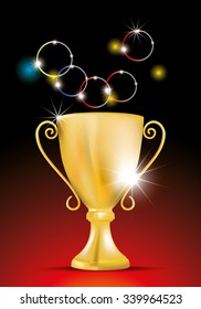 Golden award trophy. Vector illustration