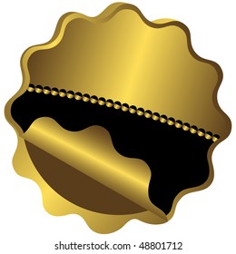 Golden Award with wave bent edge  on white background (vector)