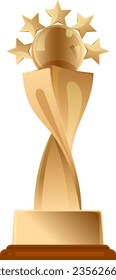 Golden award. Winner reward. Victory champion trophy