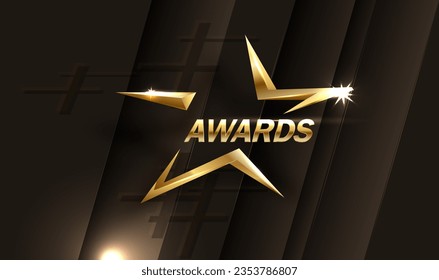 Golden award with the winner text. Vector.