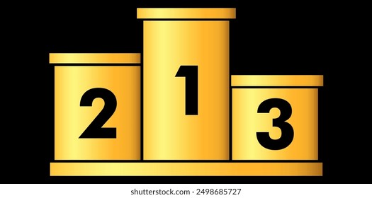 Golden Award Winners Podium Icon On Black Background.
